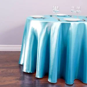 Nappe Ronde Satin Bleu Ciel
