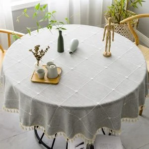 Nappe Ronde en Lin Grise