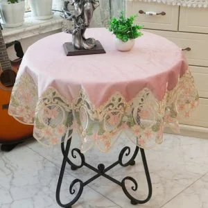 Nappe Ronde En Dentelle Rose