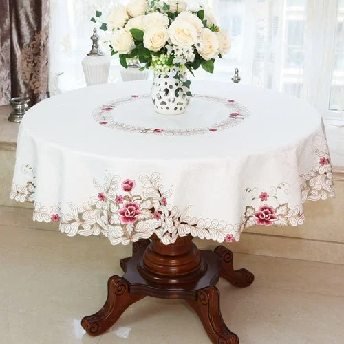 Nappe Ronde Blanche Avec Rose Nappe Ronde Blanche Avec Rose