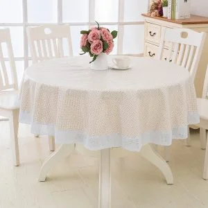 Nappe Ronde Toile Beige Avec Ourlet