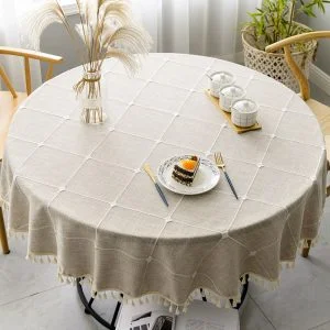 Nappe Ronde en Lin Beige