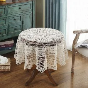 Nappe Ronde Crochet Beige