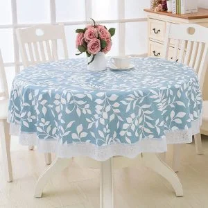 Nappe Ronde Toile Bleu Avec Ourlet